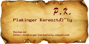 Plakinger Keresztély névjegykártya